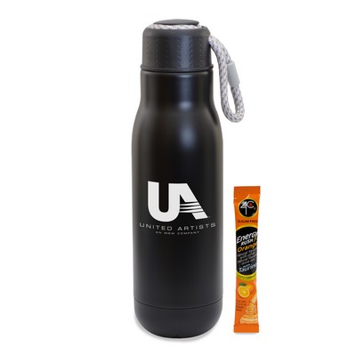 16 Oz. Matte Bottle W/ Bungee Lid And Energy Mix